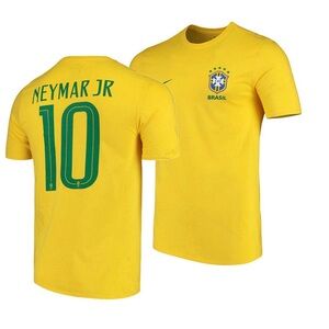 Nike Yellow Neymar Jr #10 Brazil Tee with Green Accents